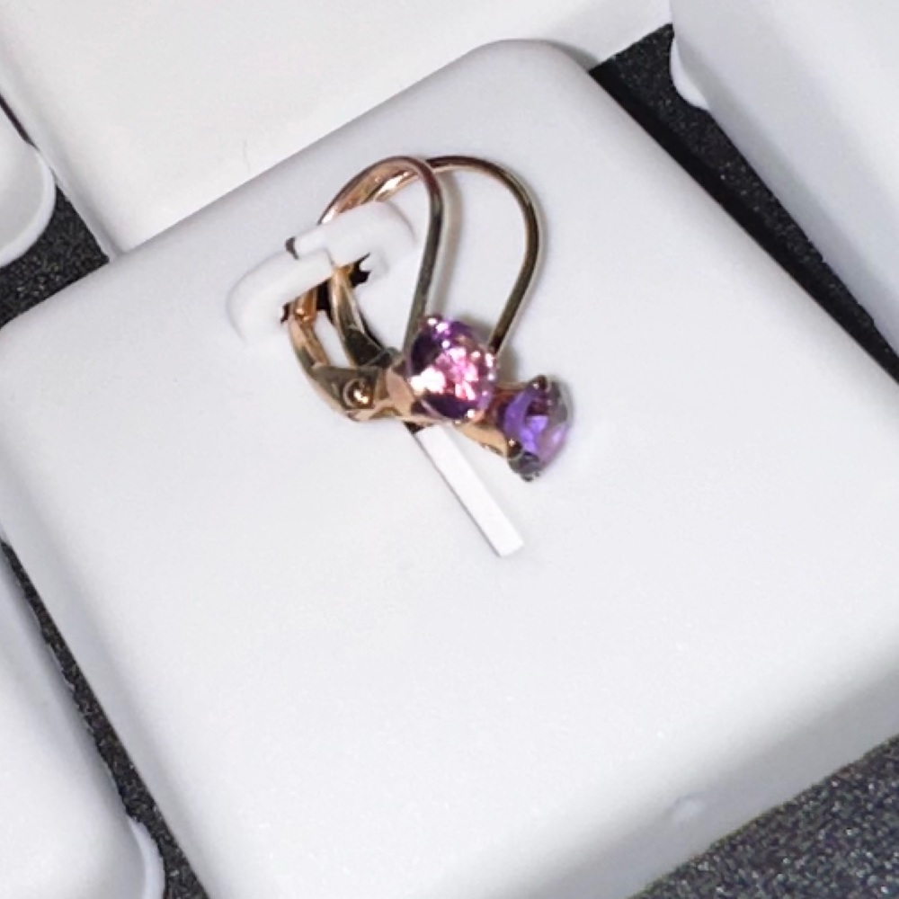 10k solid Gold and Purple Heart hoop Earrings
